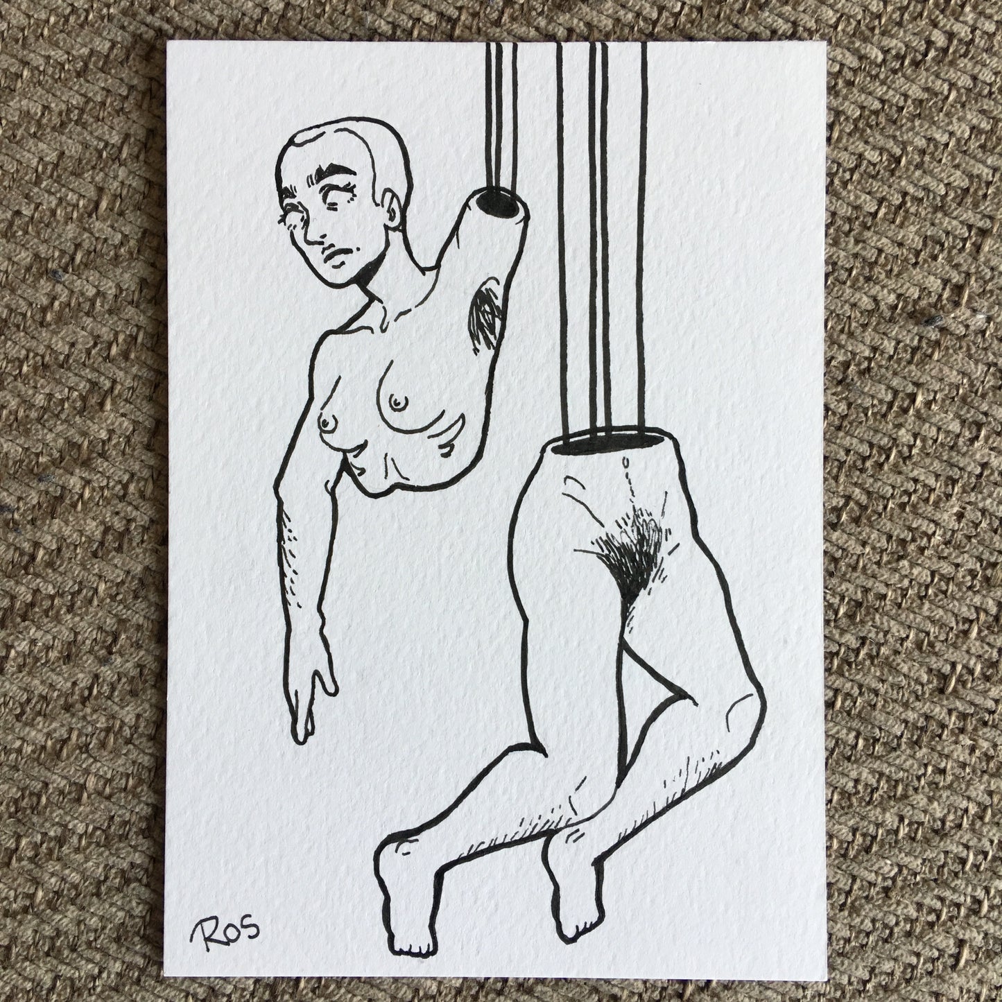'SELF CUT IN HALF' | 2025 | Pen Drawing
