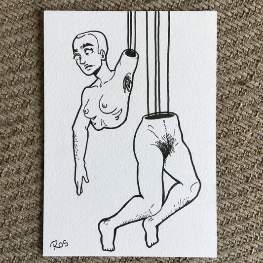 'SELF CUT IN HALF' | 2025 | Pen Drawing